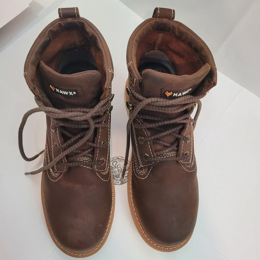 Hawx Work Boots WULP-4 Brown Leather Composite Toe EH PR Wedge Sole Mens 9 M